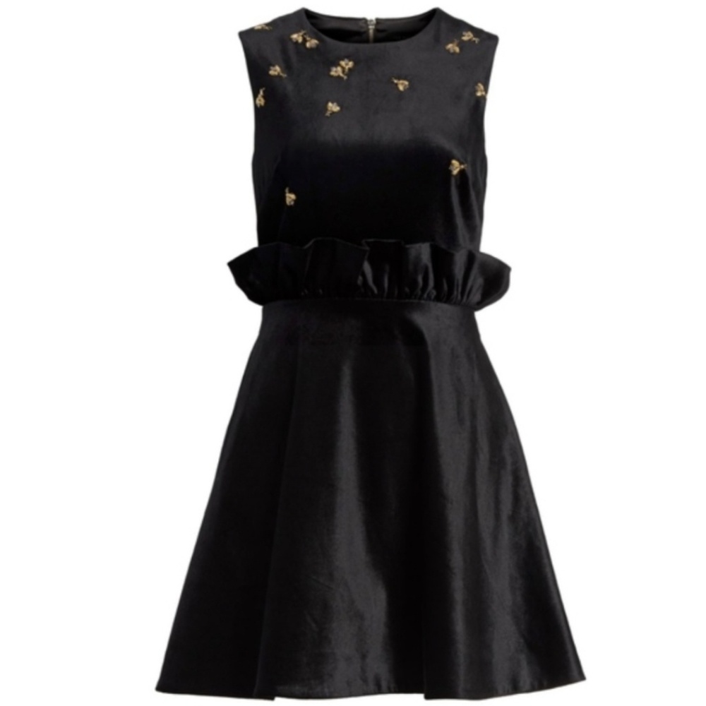 🍒NWT🍒 TED BAKER VELVET QUEEN BEE SHIFT DRESS - Picture 5 of 8